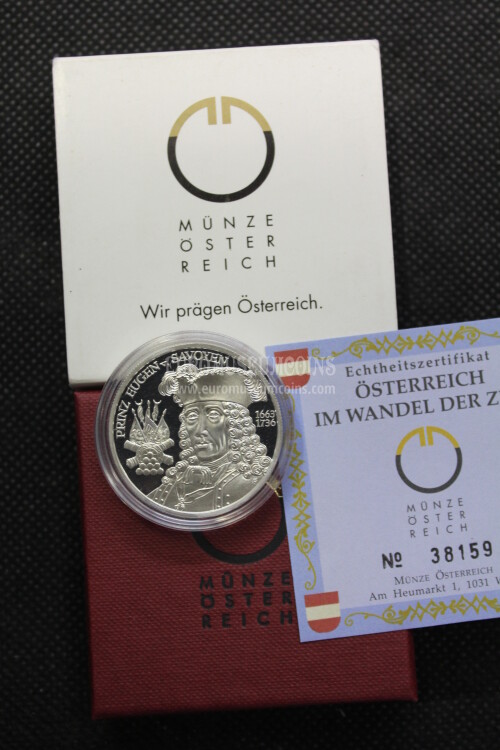 2002 Austria 20 Euro PROOF Il Barocco in argento con cofanetto  