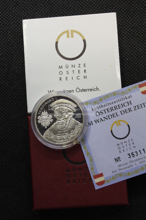 2002 Austria 20 Euro PROOF Il Rinascimento in argento con cofanetto  