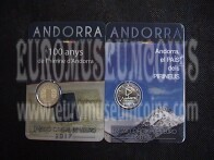 Andorra 2017 N.2 coincards 2 euro commemorativo FDC 100° Anniversario Inno Nazionale + Città dei Pirenei