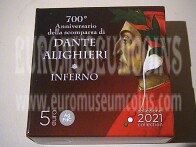 2021 Italia 5 Euro FDC 700° Anniversario della scomparsa di Dante Alighieri Inferno