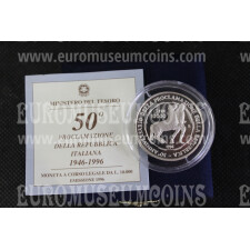 1996 Italia 10000 Lire PROOF 50° Repubblica Italiana in argento con cofanetto  
