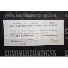 1976 Miniassegno Lire 200 San Marino Cassa di Risparmio 