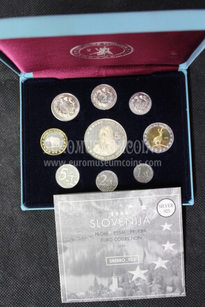 2004 Slovenia serie prova euro coins in argento