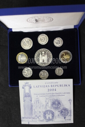 2004 Lettonia serie prova euro coins in argento