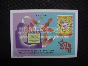 1998 Italia Foglietto BF21 Giornata delle Poste