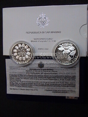 2002 San Marino 5 e 10 Euro PROOF Benvenuto Euro in argento con cofanetto  