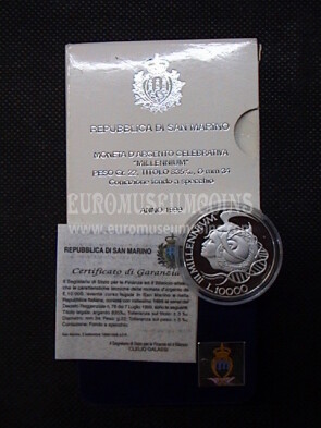 1999 San Marino 10000 Lire San Marino Millennium argento Proof