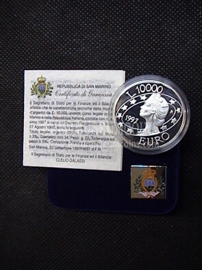 1997 San Marino 10000 Lire Euro argento Proof