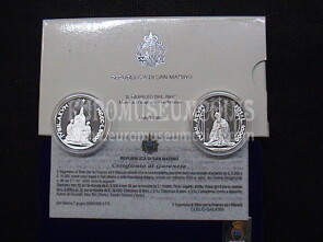 2000 San Marino 5000 e 10000 Lire San Marino Giubileo argento Proof