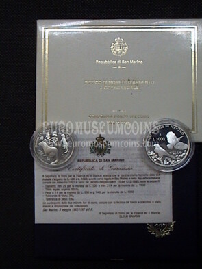 1993 San Marino 500 e 1000 Lire San Marino Animali da Salvare argento Proof