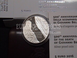 2016 San Marino 5 Euro PROOF Giovanni Bellini in argento con cofanetto  