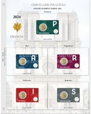 2024 Francia Olimpiadi Parigi foglio aggiornamento 2 euro commemorativo per coincard 