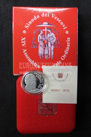 2015 Vaticano 5 Euro PROOF Sinodo dei Vescovi in argento con cofanetto  