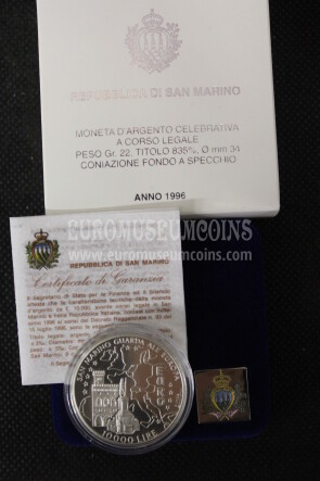 1996 San Marino 10000 Lire San Marino Guarda all' Europa argento Proof