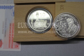 2002 Spagna 10 Euro in argento Proof Gaudì El Capricho