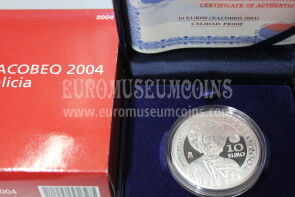 2004 Spagna 10 Euro in argento PROOF Xacobeo