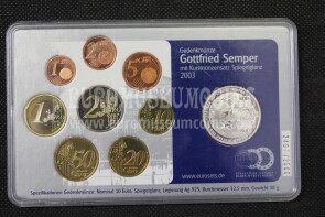 2003 Germania Serie Euro con 10 Euro in argento Proof Gottfried Semper