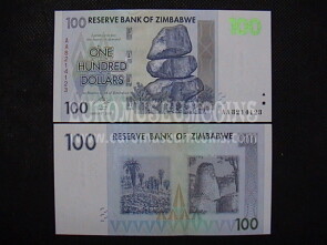 100 dollari banconota emessa dallo Zimbabwe nel 2007 