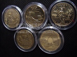 USA 2003 quarti di dollaro Stati Uniti zecca D 5 monete dorate
