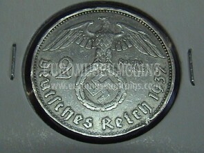 1937 Germania Von Hindeburg 2 Marchi svastica in argento