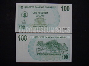 100 dollari banconota emessa dallo Zimbabwe nel 2006  