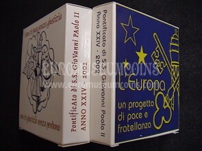 2002 Vaticano Dittico 5 + 10 Euro PROOF Europa Giornata Mondiale Pace e Fratellanza in argento con cofanetto  
