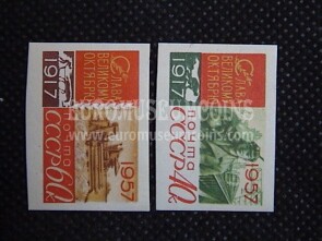 1957 U.R.S.S.francobolli Gloria d'Ottobre URSS 2 valori non dentellati