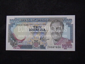 10 Kwacha Banconota emessa dallo Zambia 1989
