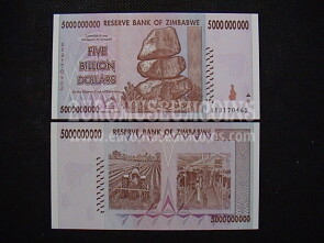5 Miliardi di dollari banconota emessa dallo Zimbabwe nel 2008  