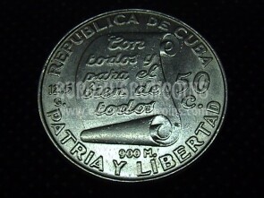 1953 Cuba 50 Centavos Jose Marti argento