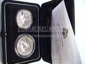 1994 San Marino dittico monete in Lire Mondiali Calcio USA proof in argento