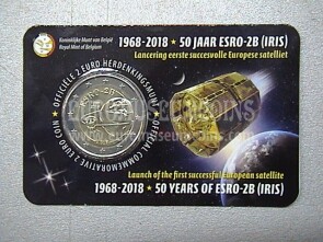 Belgio 2018 Lancio Satellite ESRO 2 Euro commemorativo in coincard  OLA