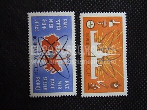 1962 U.R.S.S.francobolli l'Atomo e la Pace 2 valori 
