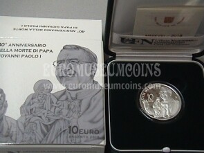 2018 Vaticano 10 Euro proof Papa Giovanni Paolo I in argento con cofanetto  