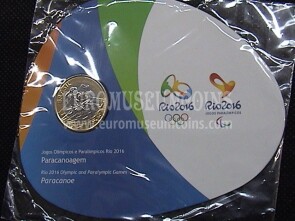 Brasile Olympic & Paralimpic Games RIO 2016 1 Real FDC Coin Paracanoa