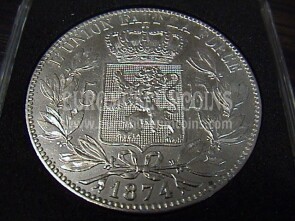 1874 Belgio 5 Franchi Leopoldo II argento