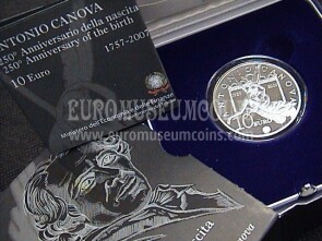 2007 Italia 10 Euro Canova in argento Proof con cofanetto  