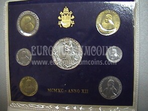 1990 Vaticano divisionale con Lire 1000 in argento FDC Anno XII