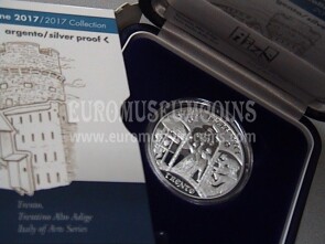 2017 Italia 5 Euro PROOF Trento Trentino Alto Adige serie Italia delle Arti