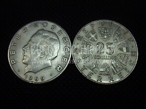 1969 Austria 25 scellini Peter Rosegger in argento