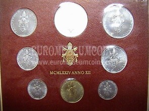 1974 Vaticano divisionale con Lire 500 in argento FDC Anno XII - 12°