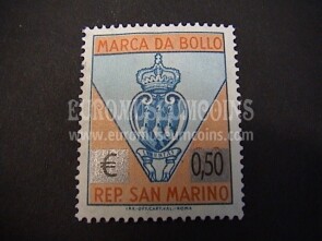 Marca da bollo da mezzo euro San Marino sovrastampata
