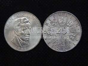 1964 Austria 25 scellini Franz Grillparzer in argento