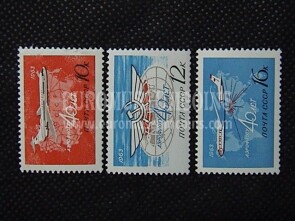 1963 U.R.S.S.francobolli Anniversario Aeroflot 3 valori