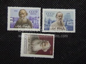 1960 U.R.S.S.francobolli Tolstoi URSS 3 valori  