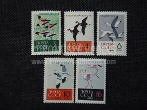 1962 U.R.S.S.francobolli Uccelli 5 valori  
