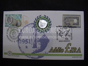Italia moneta da 1 Lira in coin cover Addio £
