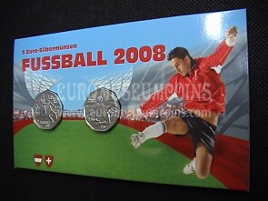 2008 Austria 2 x 5 Euro  in argento Campionati Europei di calcio