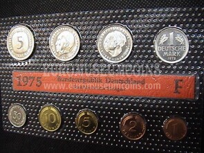 1975 Germania set ufficiale Marchi tedeschi 9 monete FDC zecca F