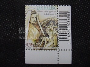 2008 Lourdes con codice a barre San Marino valore da 0,36€